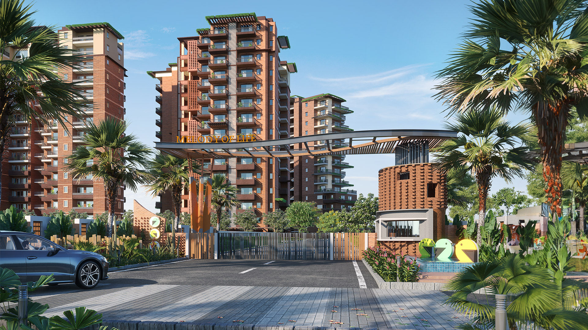 Modern residences with landscaped surroundings